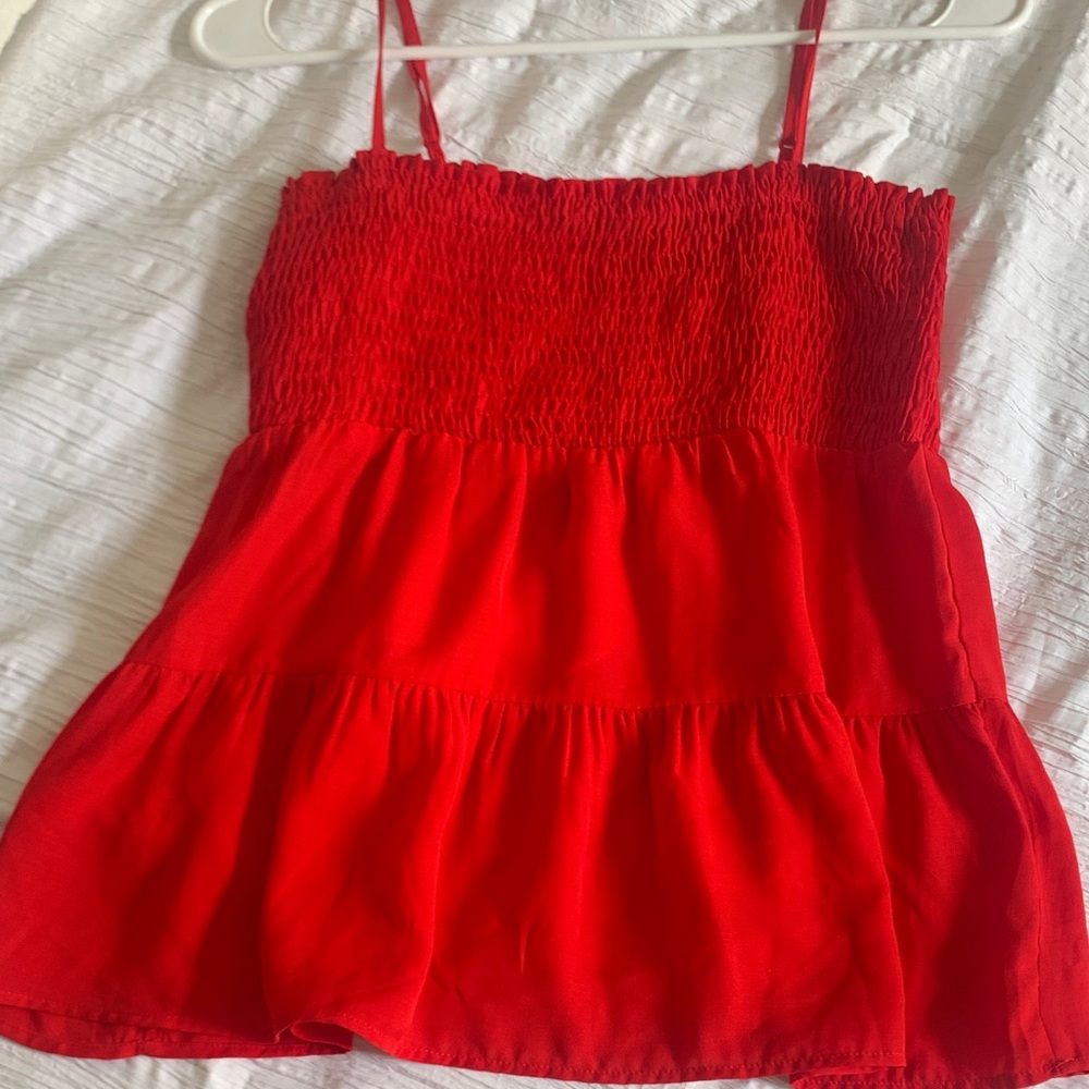 Paper Crane Red Smocked Camisole
